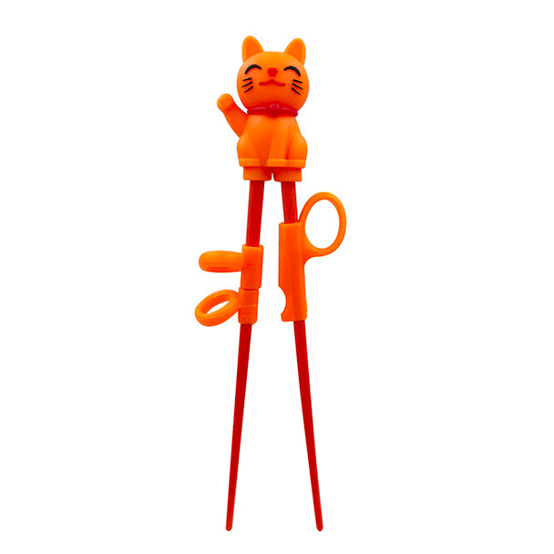 Cartoon Animal Orange Cat Silicone Chopstick Mix With Finger Strap