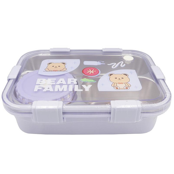 LAXSON Bear Family Stainless Steel Lunch Box w/ Cup (Blue)