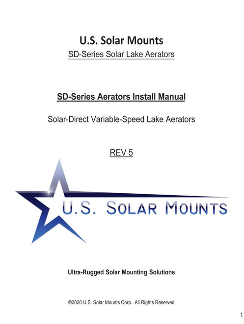 U.S. Solar Mounts SD-Series Aerator Installation Manuals 