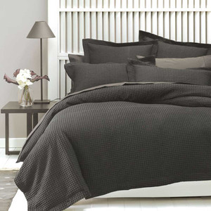 Linen House Deluxe Waffle Charcoal Quilt Cover & Pillowcase Set|Charcoal Linen House Deluxe Waffle Charcoal Quilt Cover & Pillowcase Set|Charcoal