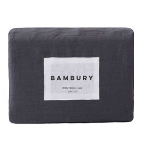 French Linen Sheet Set by Bambury|Charcoal French Linen Sheet Set by Bambury|Charcoal