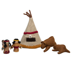Native American Village Small 5 pieceSet by Papoose Toys| Native American Village Small 5 pieceSet by Papoose Toys|