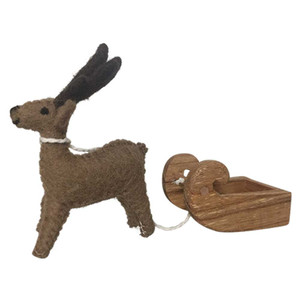 Felt Reindeer and Wood Sleigh  by Papoose Toys| Felt Reindeer and Wood Sleigh  by Papoose Toys|