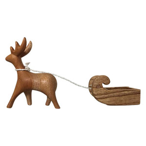 Wood Reindeer and Sleigh 2 piece Set by Papoose Toys| Wood Reindeer and Sleigh 2 piece Set by Papoose Toys|