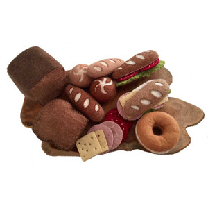 Deluxe Bread Set/Wood Slice Felt Food by Papoose Toys| Deluxe Bread Set/Wood Slice Felt Food by Papoose Toys|