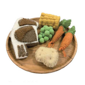 Lamb Dinner/7pc Felt Food by Papoose Toys| Lamb Dinner/7pc Felt Food by Papoose Toys|