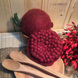 Pomegranate 2 Piece Set - Wool Felt Food | Papoose Toys Pomegranate 2 Piece Set - Wool Felt Food | Papoose Toys