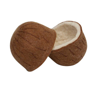 Coconut Halves/2pc Felt Food by Papoose Toys| Coconut Halves/2pc Felt Food by Papoose Toys|