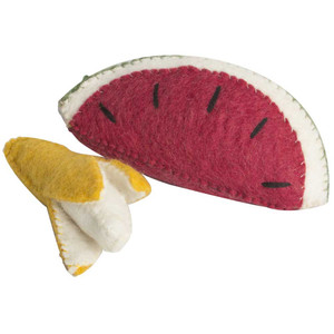 Banana and Watermelon/2pc Felt Food by Papoose Toys| Banana and Watermelon/2pc Felt Food by Papoose Toys|
