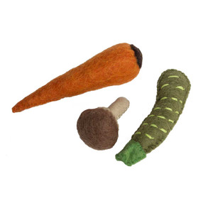 Carrot, Zucchini, Mushroom/3pc Felt Food by Papoose Toys| Carrot, Zucchini, Mushroom/3pc Felt Food by Papoose Toys|