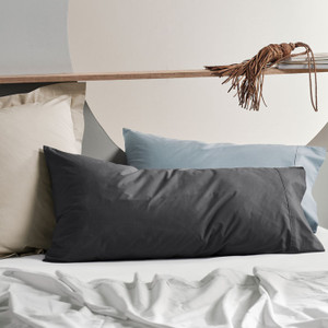300TC Cotton Percale Vienna Pillowcase by Linen House|Charcoal 300TC Cotton Percale Vienna Pillowcase by Linen House|Charcoal