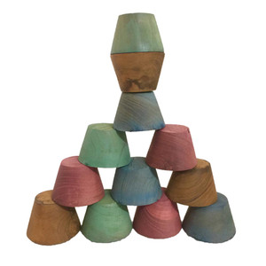 Earth Coloured Wooden Small Bowls 12 Piece Set by Papoose Toys Earth Coloured Wooden Small Bowls 12 Piece Set by Papoose Toys