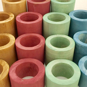 Earth Coloured Wooden Tubes 16 Piece Set by Papoose Toys Earth Coloured Wooden Tubes 16 Piece Set by Papoose Toys