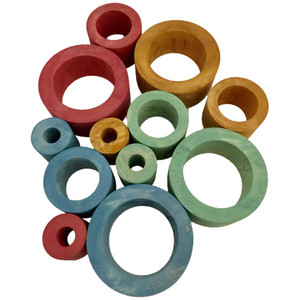 Earth Coloured Wooden Nested Tubes 12 Piece Set by Papoose Toys Earth Coloured Wooden Nested Tubes 12 Piece Set by Papoose Toys