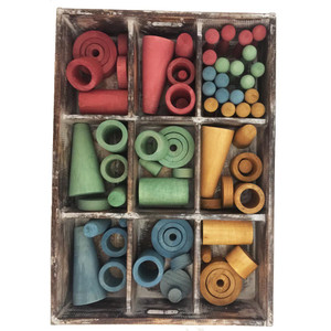 Loose Parts Tray - Earth Original 72 Pieces by Papoose Toys Loose Parts Tray - Earth Original 72 Pieces by Papoose Toys