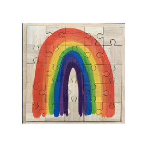 Hand Painted Bright Rainbow Arch wooden Jigsaw Puzzle by Papoose Toys Hand Painted Bright Rainbow Arch wooden Jigsaw Puzzle by Papoose Toys