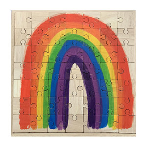 Hand Painted Bright Rainbow Arch wooden Jigsaw Puzzle by Papoose Toys Hand Painted Bright Rainbow Arch wooden Jigsaw Puzzle by Papoose Toys