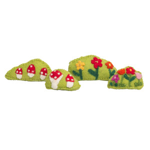 Wool felt Embroidered Bushes  Flower/Toadstool by Papoose Toys Wool felt Embroidered Bushes  Flower/Toadstool by Papoose Toys
