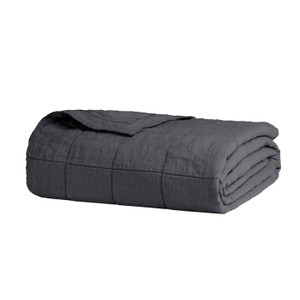 French Flax Linen Charcoal Quilted Coverlet | Bambury French Flax Linen Charcoal Quilted Coverlet | Bambury