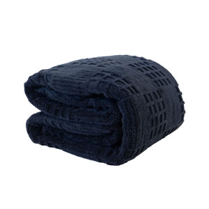 Lattice Sherpa Blanket Navy folded Lattice Sherpa Blanket Navy folded