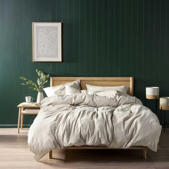 Nimes Natural Quilt Cover & Pillowcase Set by Linen House