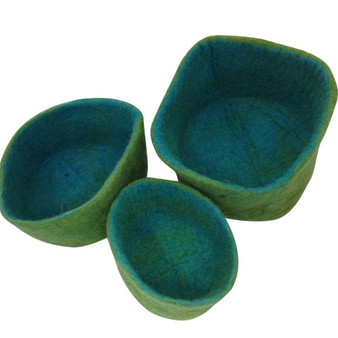 Nested Felt Bowls 3 Piece Set by Papoose Toys|Blue