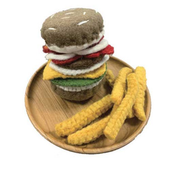 Burger and Chips/18pc Felt Food by Papoose Toys