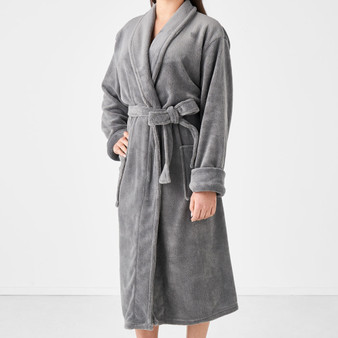 Plush Charcoal Bath Robe by Linen House|