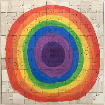 Hand Painted Bright Rainbow Moon wooden Jigsaw Puzzle by Papoose Toys