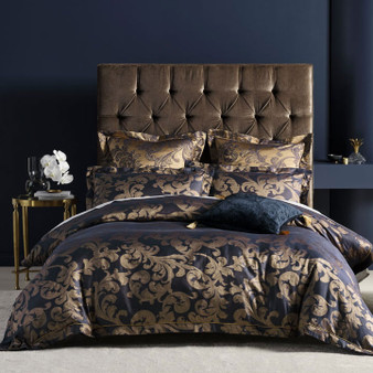 Verity Navy Quilt Cover Set | Grace by Linen House