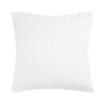 French Flax Linen Ivory Quilted European Pillowcase | Bambury