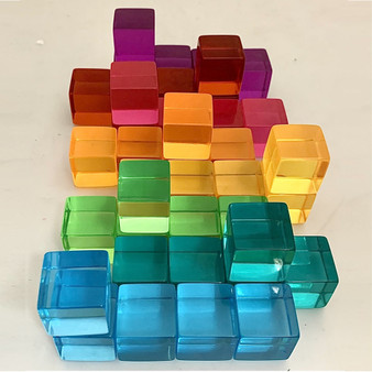 Bright 2.5cm Lucite Cubes 40pc | Papoose Toys