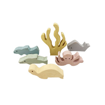 Pastel Wooden sea story animals