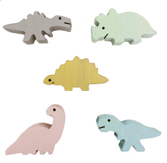 Hand Dyed wooden Dinosaurs in pastel colours