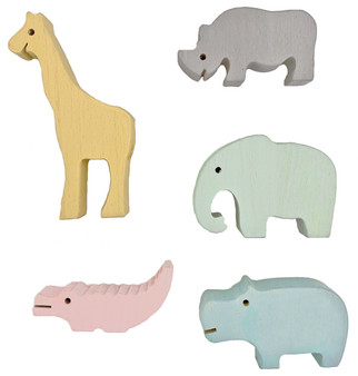 Hand Dyed wooden wild life animals in pastel