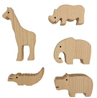 Wooden wild life animals in beech
