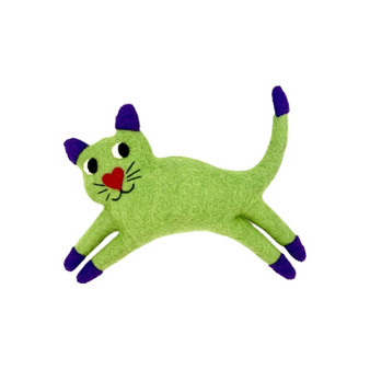 Green Cat Novelty Cushion