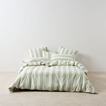 Vintage Stripe Jade Quilt Cover Set