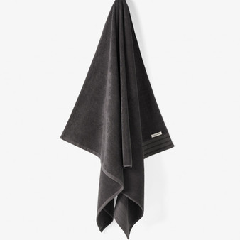 Linen House Marley charcoal towel hanging with chenille border