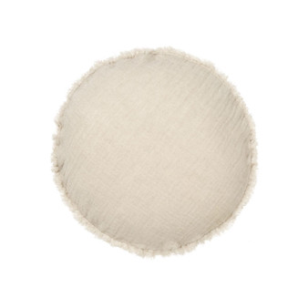 Maya Linen round cushion in Natural by Linen House