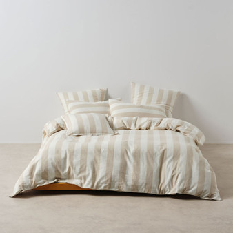 Vintage Stripe Natural Quilt Cover Set