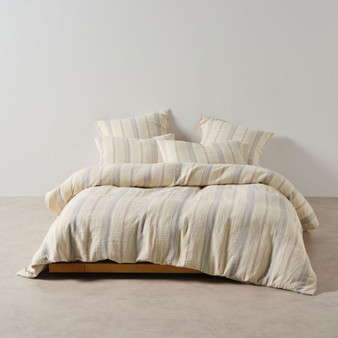 Linen House Coolum silver quilt cover set in textured cotton jacquard