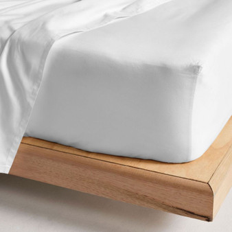 Linen House Augusta White Cotton Fitted Sheet 50cm Wall