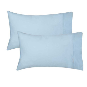 250 Thread Poly/Cotton Queen Pillowcase Pair | Sky | Logan and Mason