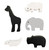 Hand Dyed wooden wild life animals in achromatic Hand Dyed wooden wild life animals in achromatic