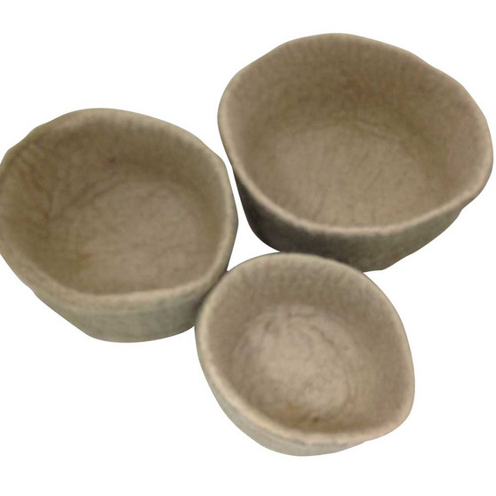 Nested Felt Bowls 3 Piece Set by Papoose Toys|Natural