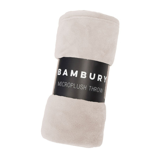 Microplush throw in stone colour