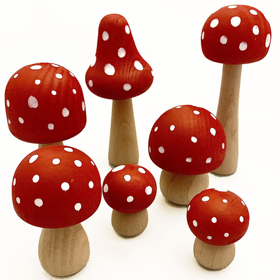 Red & White Spotted Wood Mushrooms
