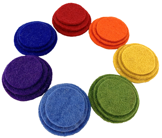 Rainbow Felt Circles 5cm 6cm 7cm | Papoose Toys