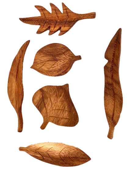 Hand Carved Wooden Forest Leaves